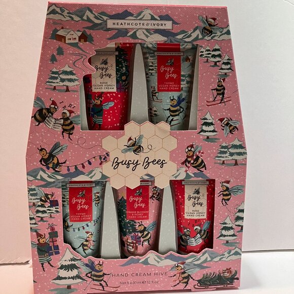 Heathcote & Ivory Busy Bees Vegan Honey Holiday Hand Cream Hive Set 5x 30ml